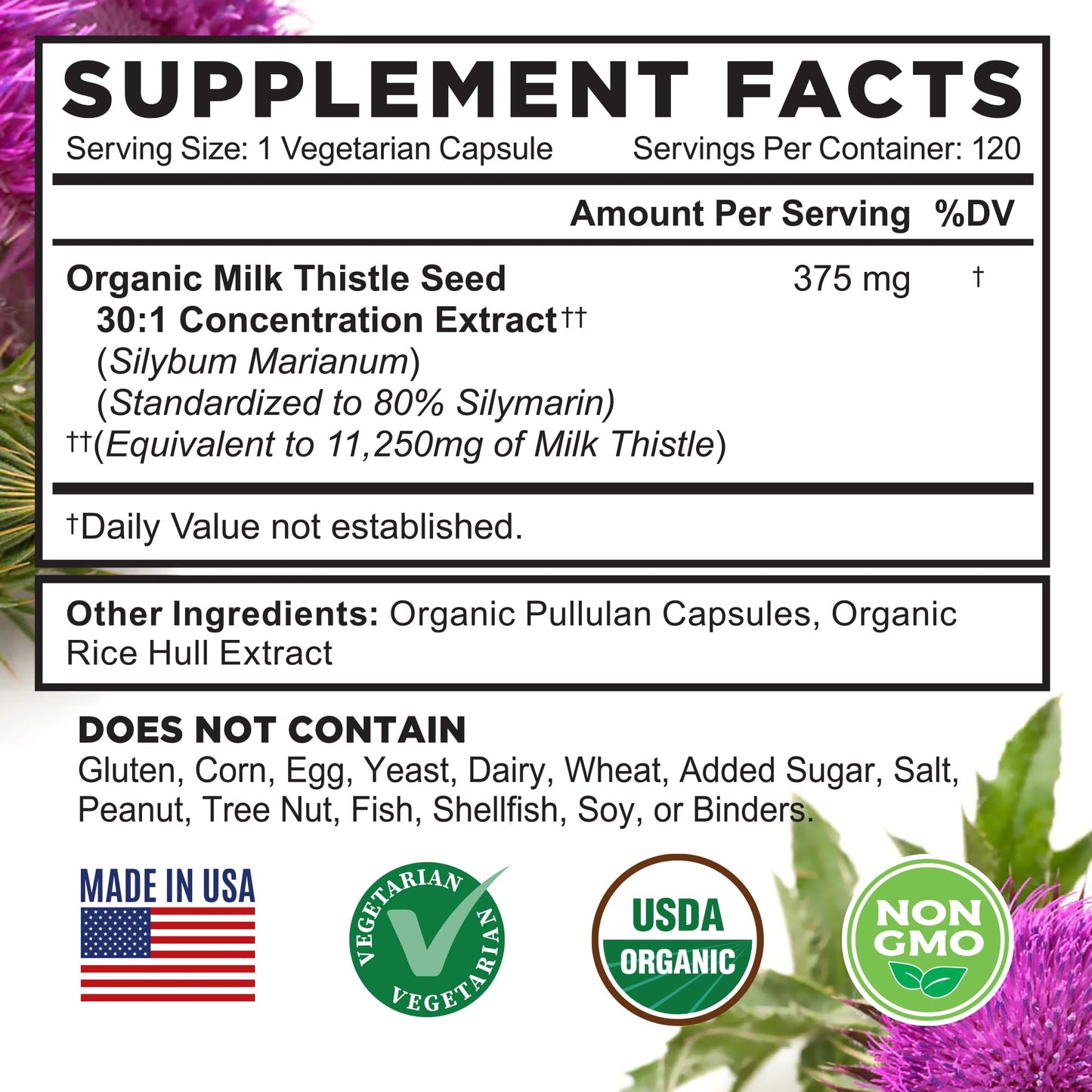 FarmHaven USDA Organic Milk Thistle Capsules | 30X Concentrated Seed Extract & 80% Silymarin Standardized - Supports Liver Function and Overall Health FarmHaven