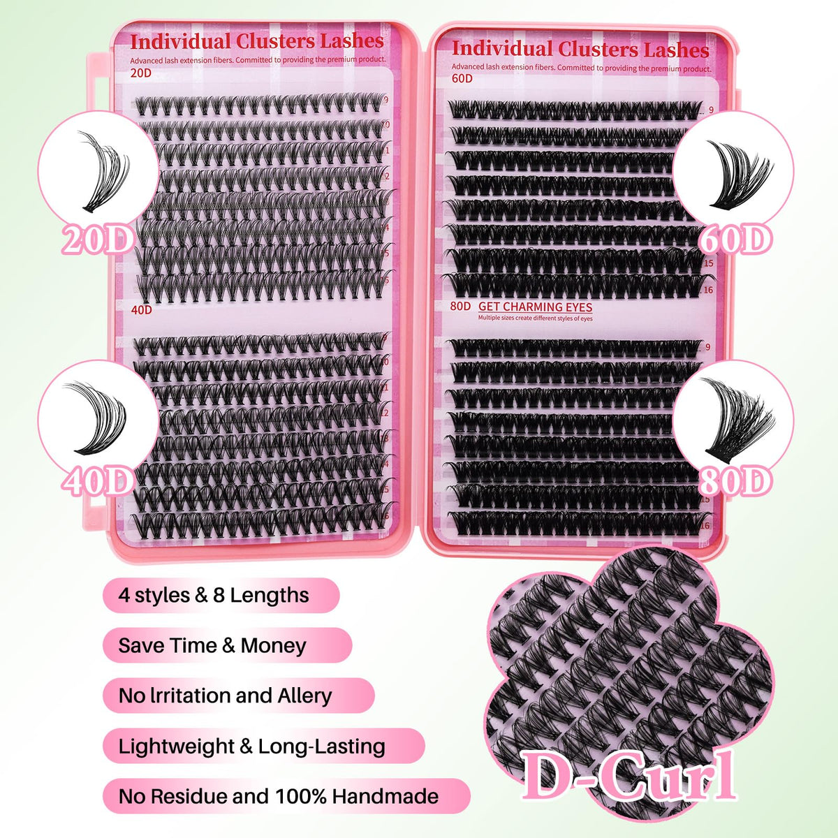 Lash Clusters Kit for Beginners Eyelash Clusters Kit Lashes Clusters Kit Cluster Lashes Pestañas Postizas Naturales with Lash Bond&Seal,Lash Tweezers,Brush RITALASH(640pcs 20D+40D+60D+80D Kit,9-16mm) RITALASH