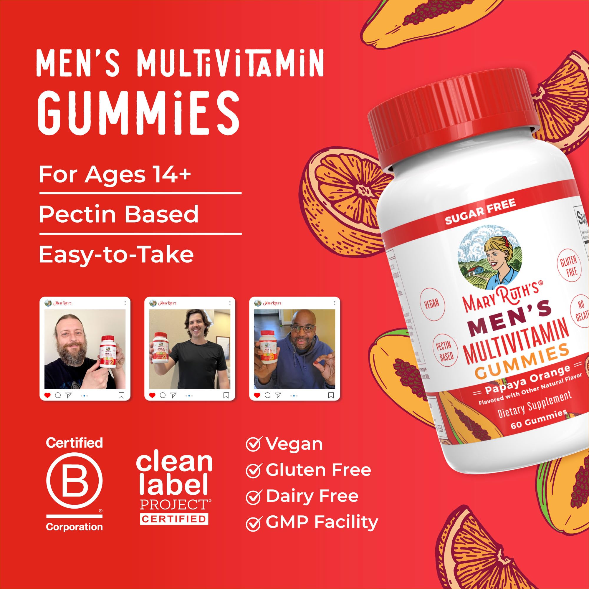MaryRuth's Multivitamin Gummies for Men | Vitamin A, C, D, E, B6, B12, Biotin, Zinc | Energy Metabolism | Immunity | Bone Health | Cellular Health | Vegan | Non-GMO | Gluten & Sugar Free | 60 Count MARYRUTH'S buy australia supplements