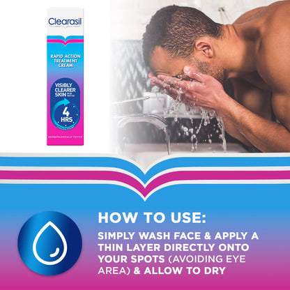Clearasil Ultra Rapid Action Gel - Salicylic Acid Skin Moisturizer for Adults, Exfoliating & Smoothing, 25ml Clearasil