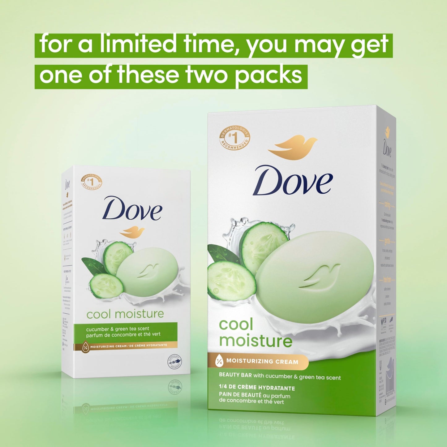 Dove Beauty Bar Soap Cool Moisture Cucumber & Green Tea Scent, 6 Bars for Refreshed Skin, Leaves Skin Refreshed 3.75 oz Dove