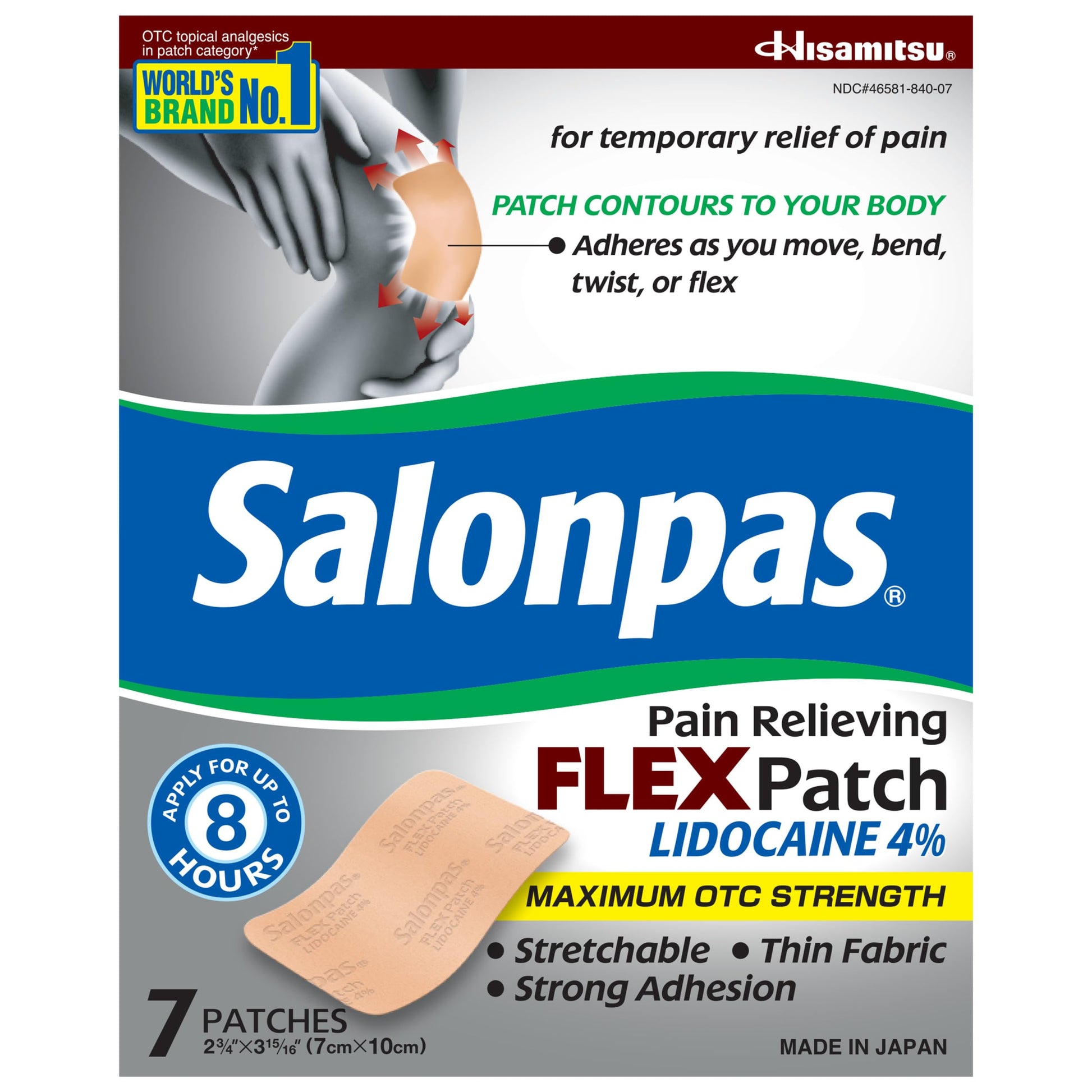 Salonpas Maximum OTC Strength Lidocaine 4% Pain Relieving Flex Patch, Apply for Up to 8 Hours, Unscented, Thin, Flexible, Lightweight, Patch Stays in Place, 7 Patches Salonpas buy australia supplements