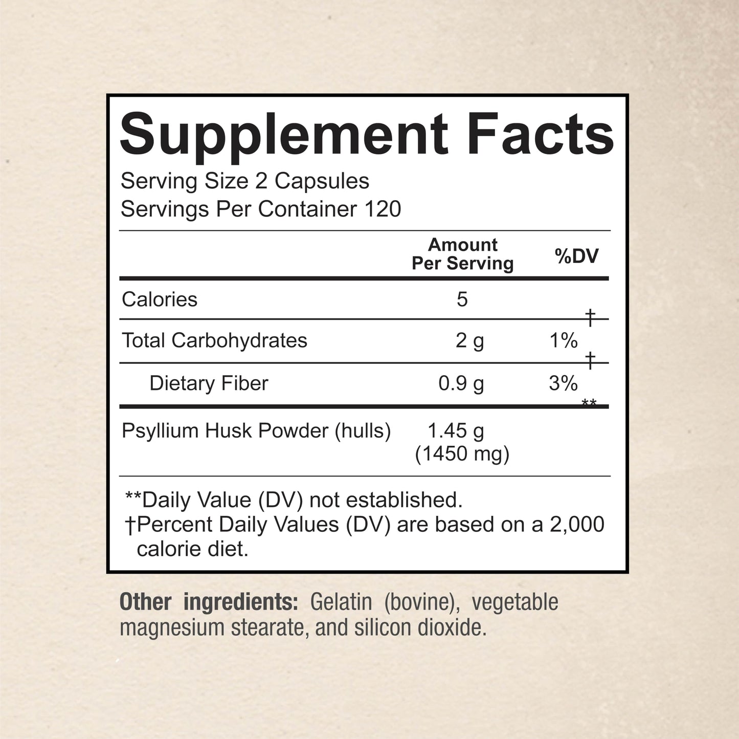 Premium Psyllium Husk Fiber Supplement 1450mg, 240 Capsules Sunergetic