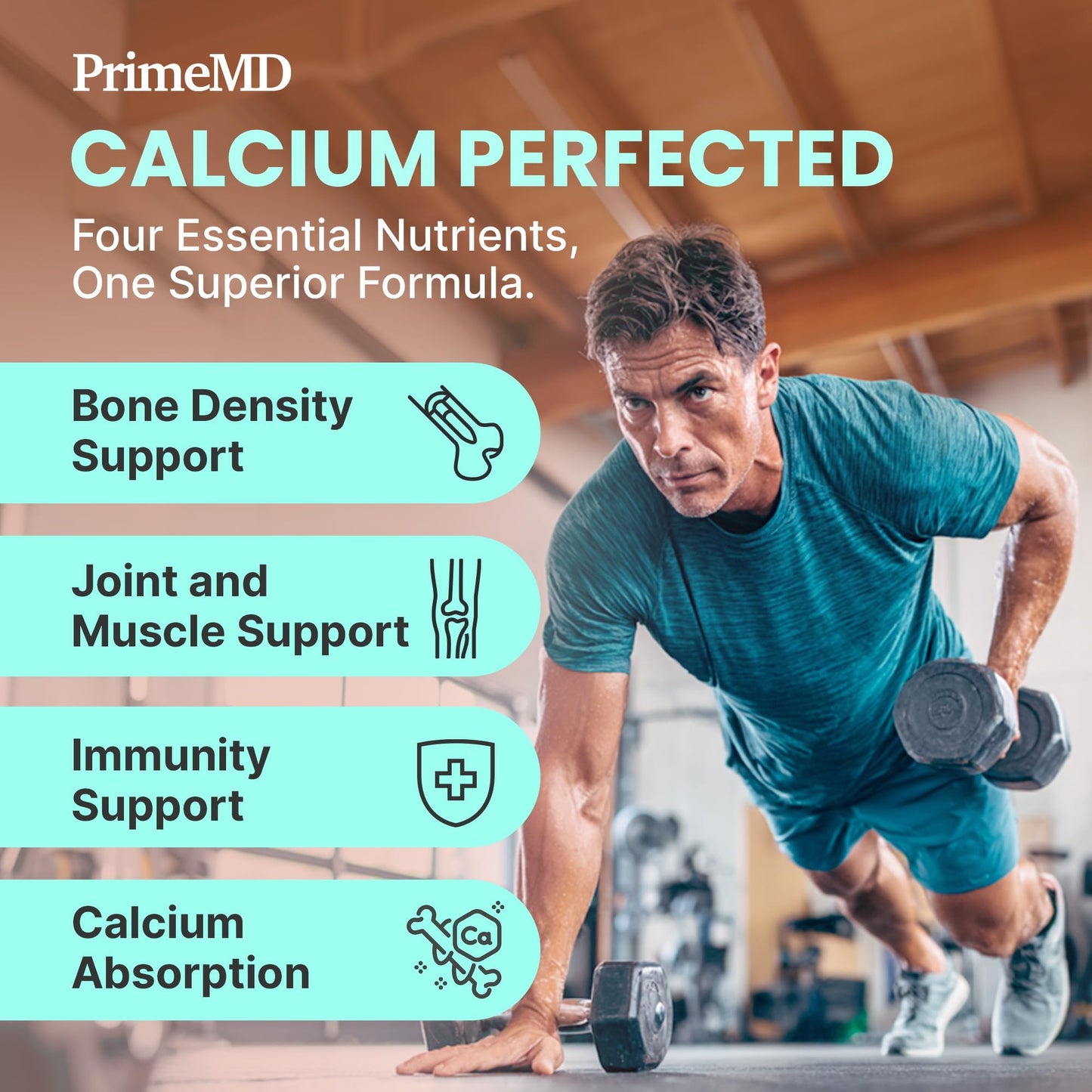 4-in-1 Calcium Supplements for Women & Men - Calcium Citrate with D3 K2 Vitamin 5000 IU - Calcium 600mg with Vitamin D3 K2 - Everyday Vitality Supplement - PrimeMD