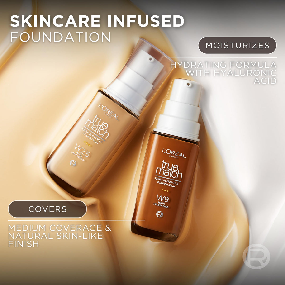 L'Oreal Paris True Match Super-Blendable Foundation, Medium Coverage Liquid Foundation Makeup, N3, Light Medium, 1 Fl Oz L'Oreal Paris