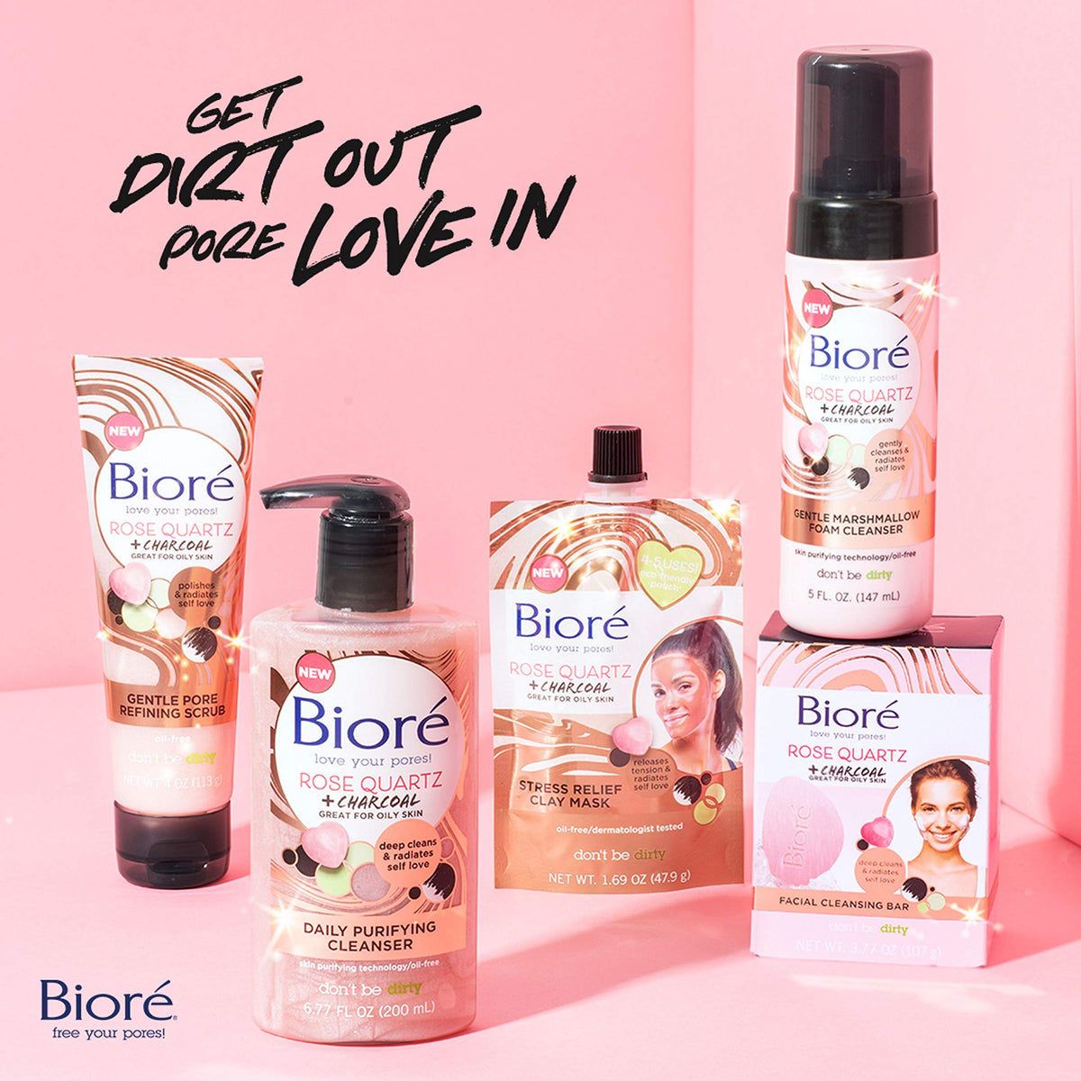 Bioré Rose Quartz + Charcoal Daily Purifying Cleanser Bioré
