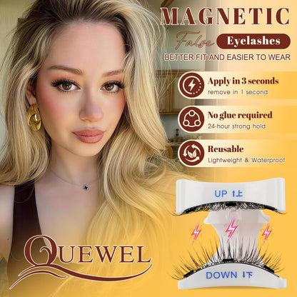 QUEWEL Magnetic Eyelashes Reusable Magnetic Eyelashes with Applicator(A13) QUEWEL