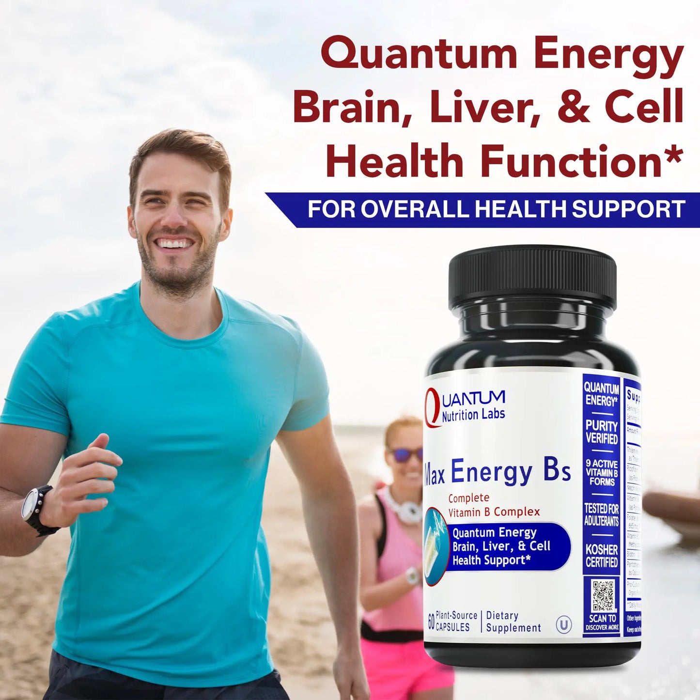 Quantum Nutrition Labs Max Energy Bs - Vitamin B Complex, Methylated B Complex Vitamins with Vitamin B1, B6, B12, Thiamin, Folate and Biotin Quantum Nutrition