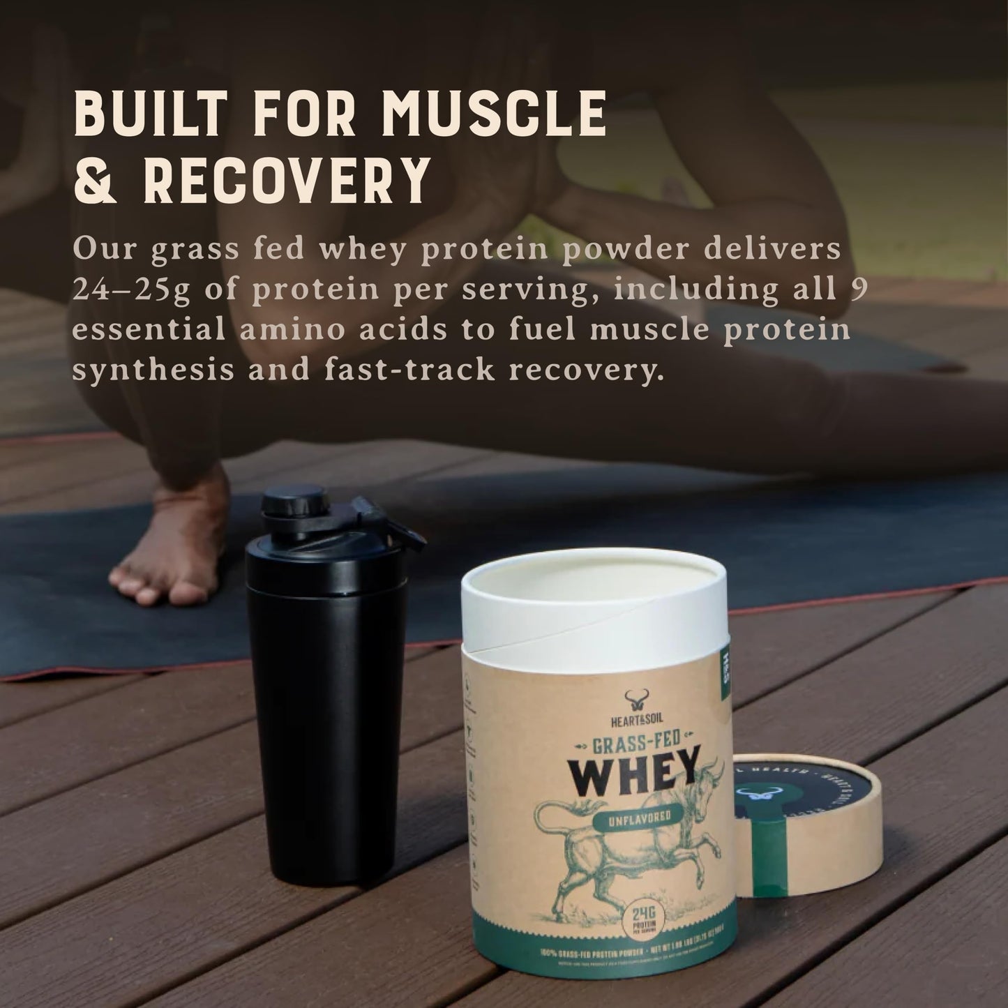 100% Grass Fed Whey Chocolate Protein Powder – Only Four Ingrediants, Absolutely Nothing Artificial – 25g of Grass Fed Whey Protein Per Serving – Clean Post Workout Recovery Powder – 2.84 lbs
