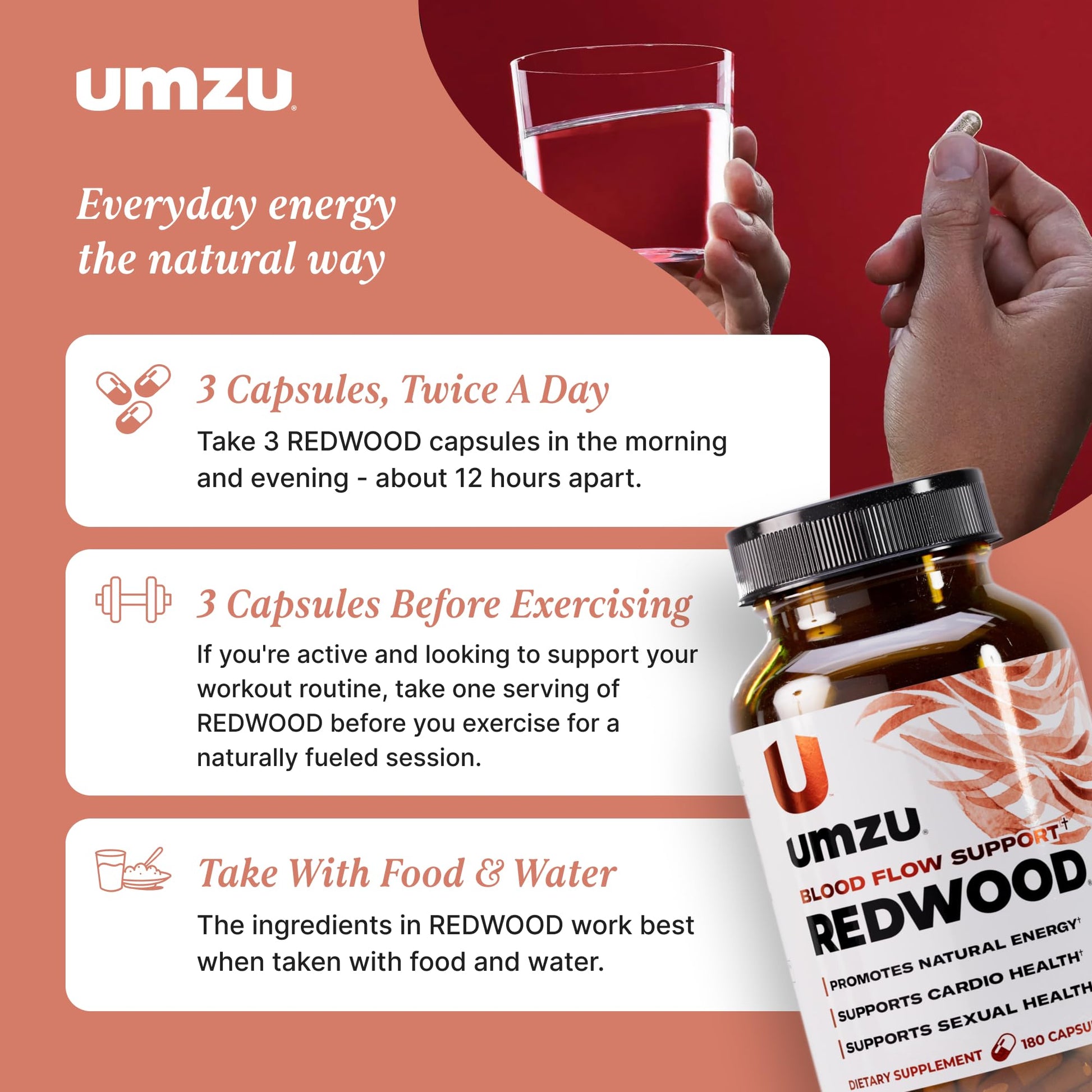 UMZU Redwood Nitric Oxide Booster, (30 Day Supply) – Vitamin C, Garlic & Horse Chestnut – Healthy Circulation & Endurance – Daily Cardiovascular Support Nitric Oxide UMZU buy australia supplements