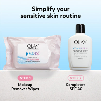 Olay Cleanse Makeup Remover Wipes, Rose Water Scent, Facial Cleansing Wipes Remove Makeup Dirt & Oil, Removes Waterproof Mascara, Soft Cloths for Eyes Face & Neck, No Greasy Residue, 25 Count, 3-Pack Olay