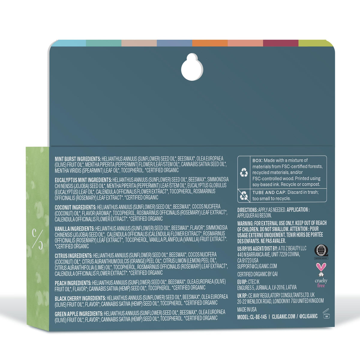 Cliganic Organic Lip Balm Set, 8 Flavors 100% Natural for Dry Cracked Lips Cliganic