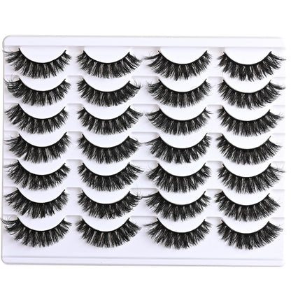 APCYUST Lashes Volume Mink Eyelashes 14 Pairs Cateye Lash Strips Wispy Cat Eye Lashes Natural Look Short Thick Fluffy False Strip Eyelash Full Small Fake Lashes Pack Black Pestañas Postizas for Women APCYUST