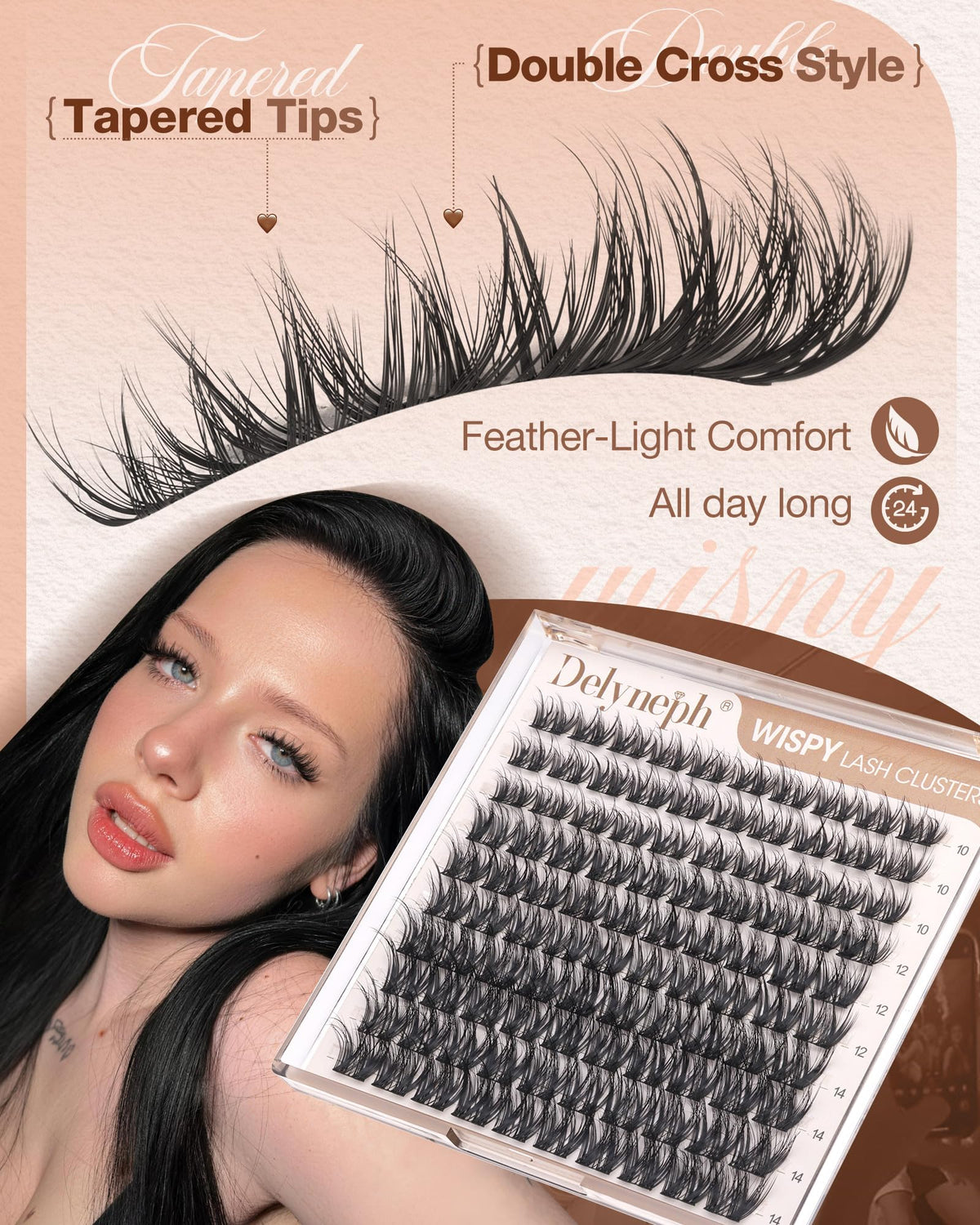 Wispy Lash Clusters Natural Fluffy Eyelash Clusters 10mm 12mm 14mm Short Delyneph