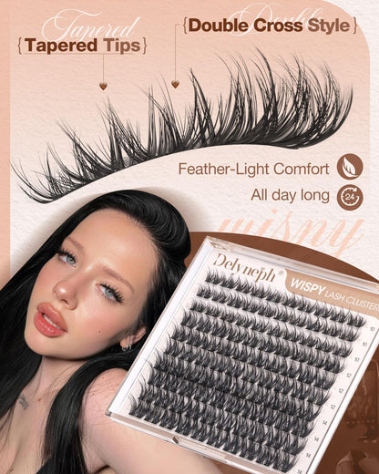 Wispy Lash Clusters Natural Fluffy Eyelash Clusters 10mm 12mm 14mm Short Delyneph