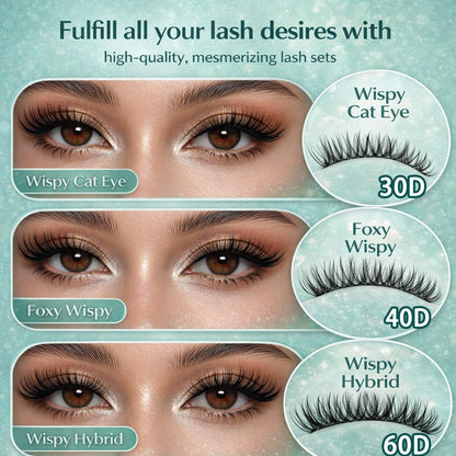 Lash Clusters Kit 30D+40D Natural Wispy Lashes Clusters Eyelash Extensions FebFeb