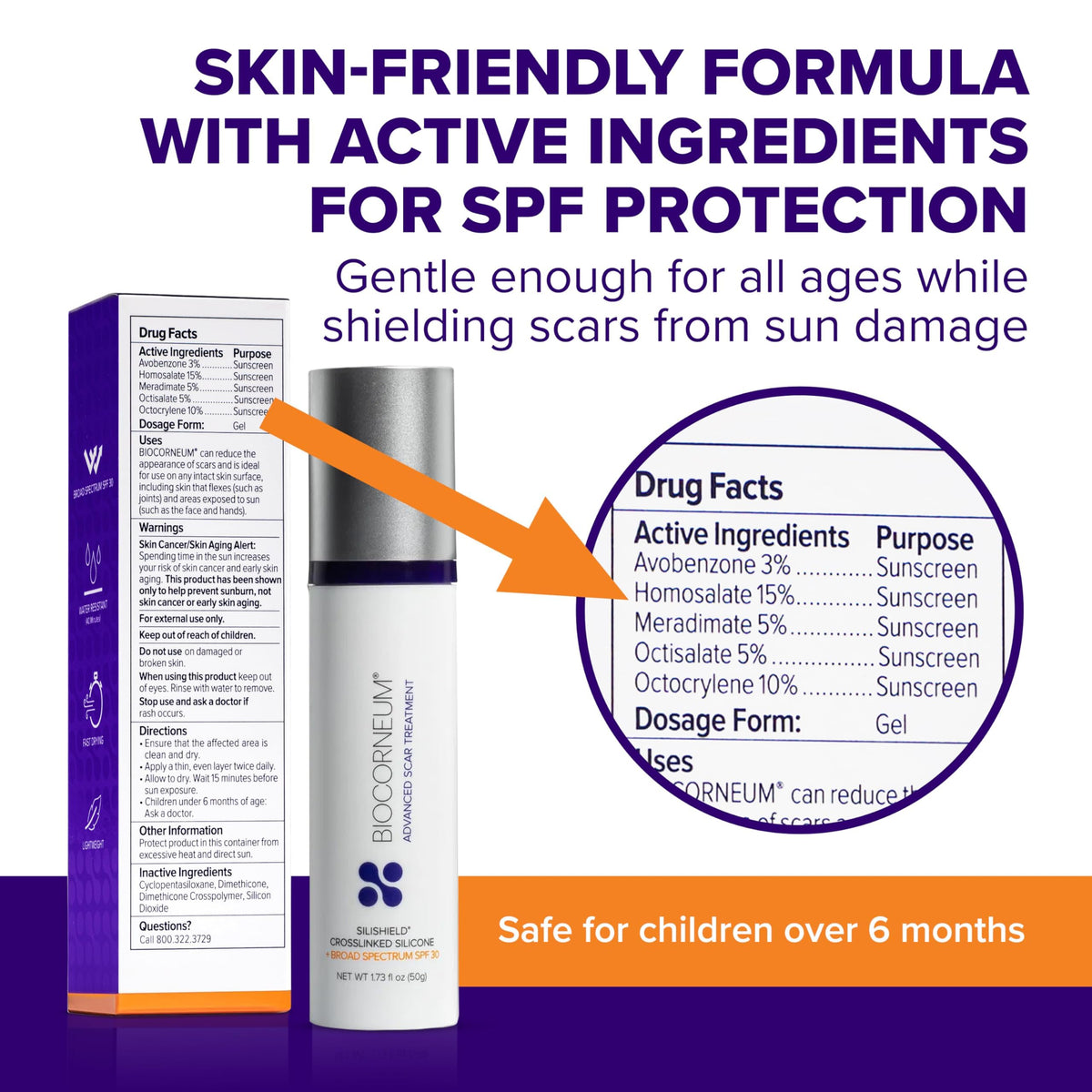 Biocorneum Silicone Scar Gel with Silishield®, SPF 30 Scar Cream, 20g BIOCORNEUM