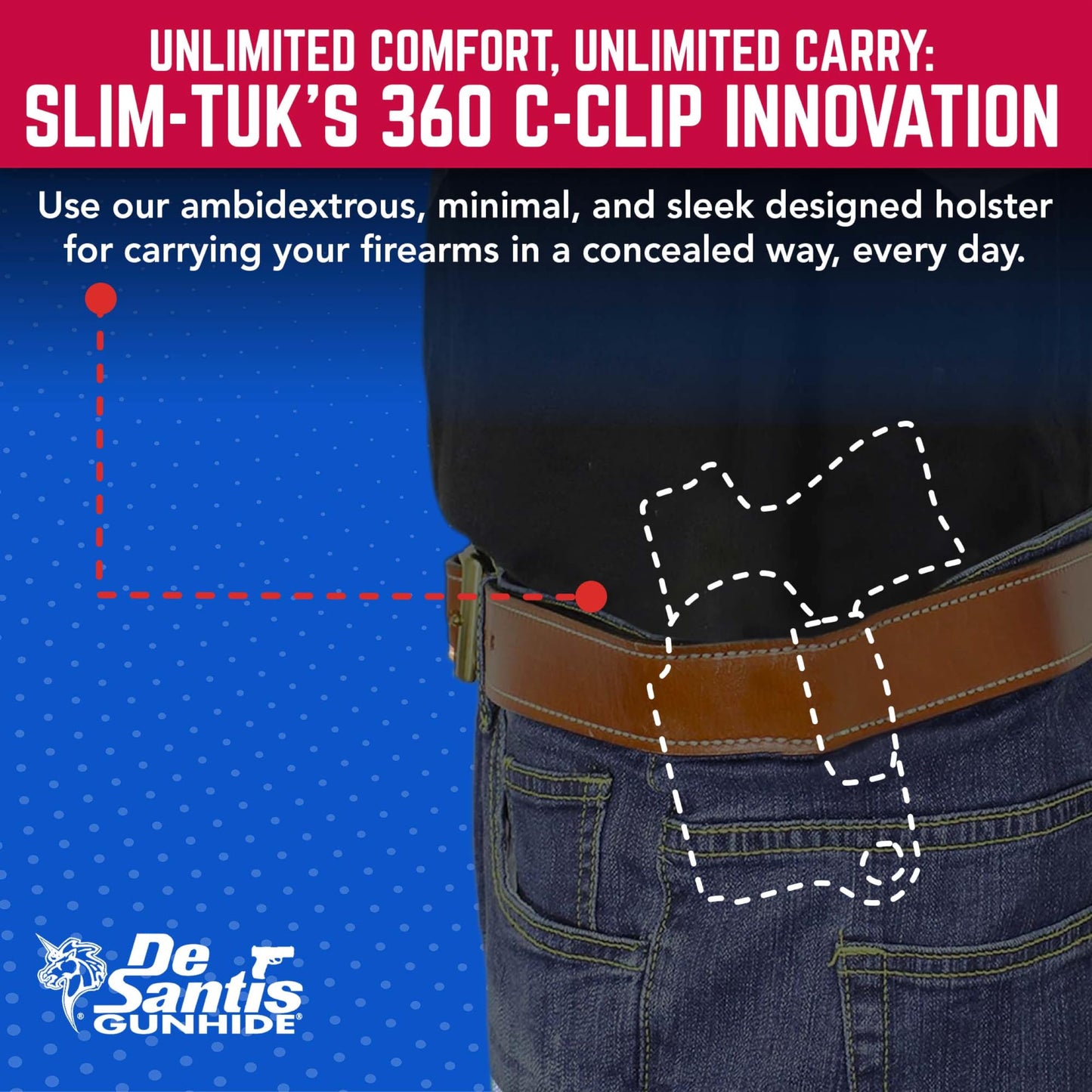 DeSantis Slim-Tuk - IWB Holster for Men and Women, Pistol Holster for Concealed Carry, Suitable for Appendix Wear, Ambidextrous, Made with Kydex, Adjustable Tension, Tuckable 360 C-Clip Gsupps Australia