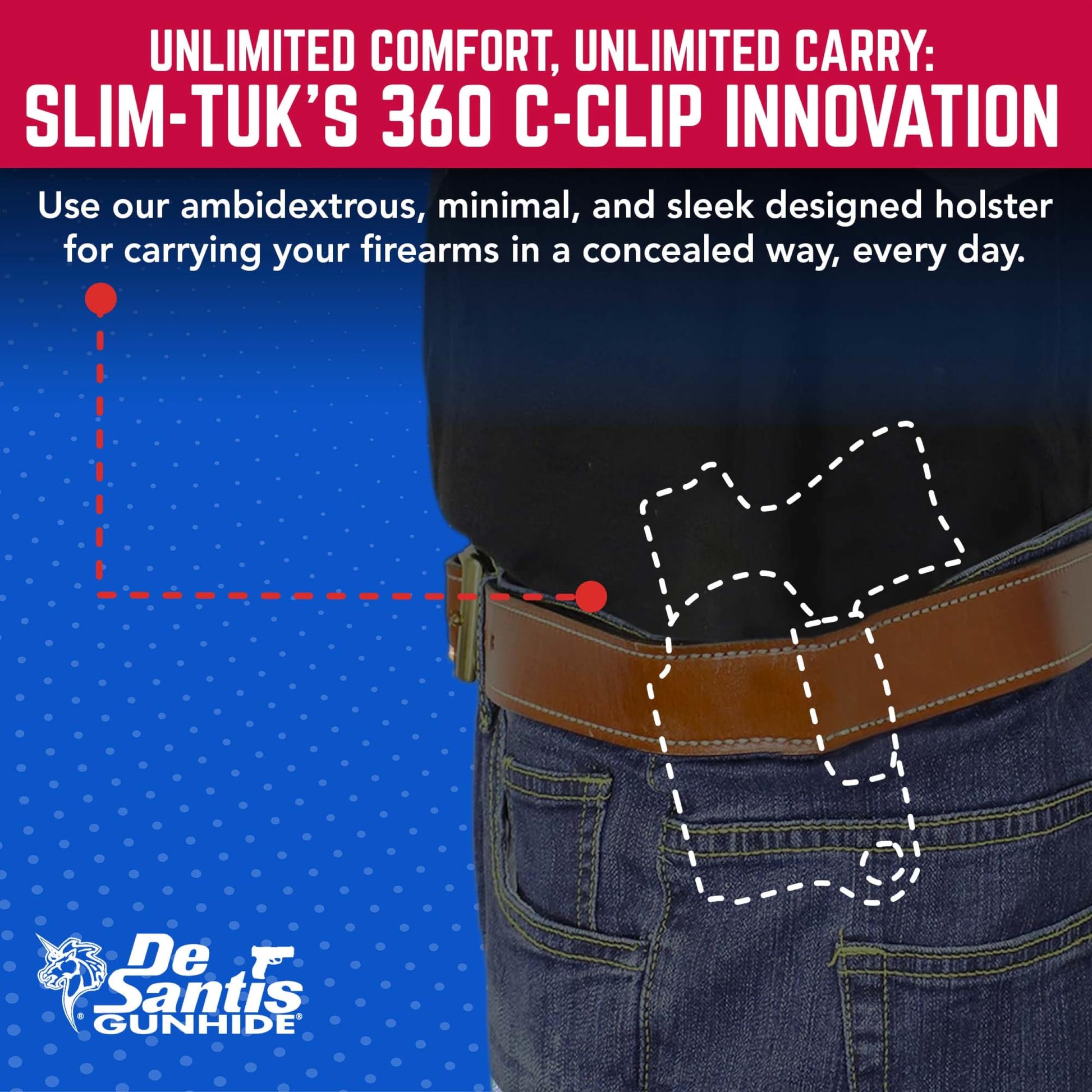 DeSantis Slim-Tuk - IWB Holster for Men and Women, Pistol Holster for Concealed Carry, Suitable for Appendix Wear, Ambidextrous, Made with Kydex, Adjustable Tension, Tuckable 360 C-Clip Gsupps Australia