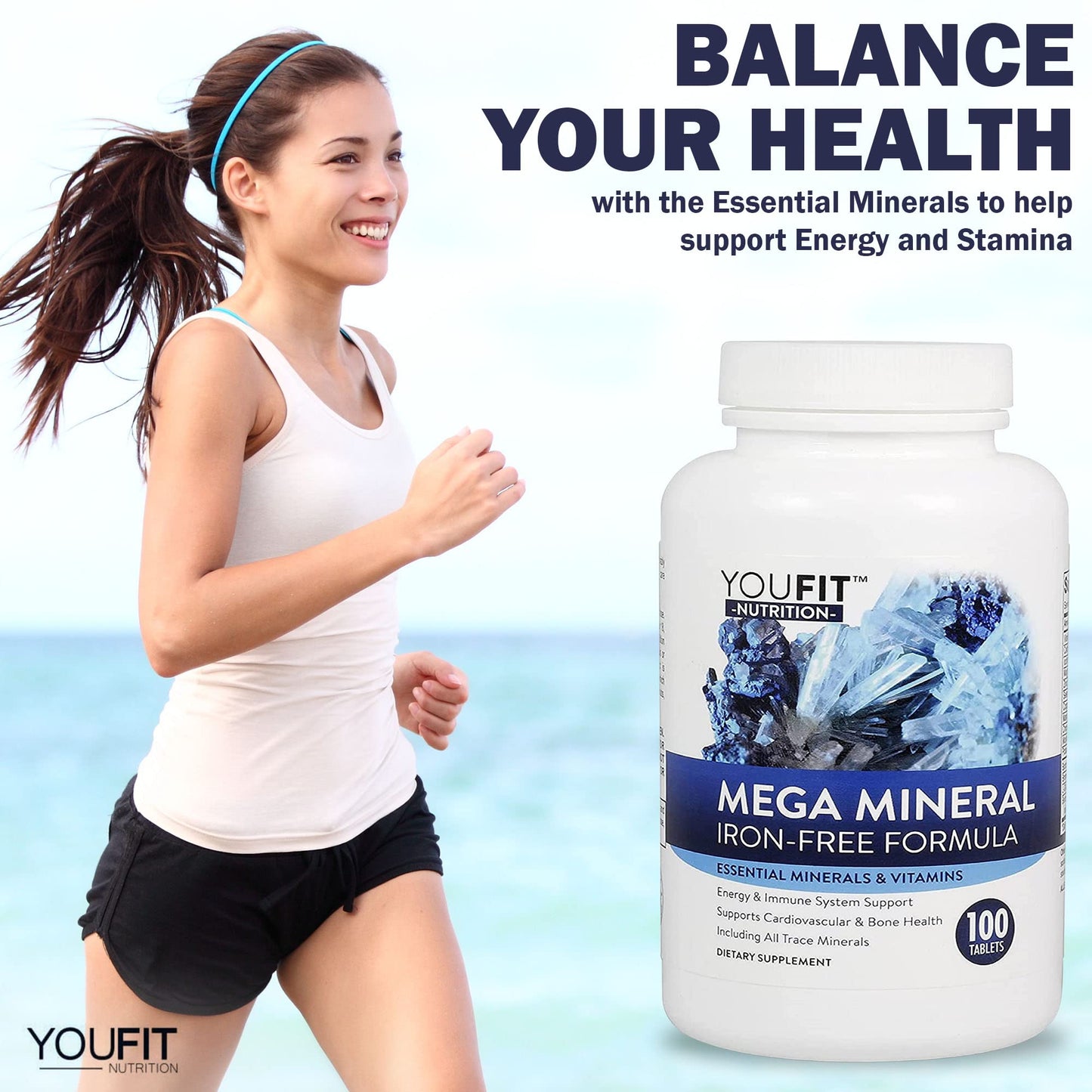 Mega Minerals Supplement by Youfit Nutrition | Trace Minerals | Premium Formula with Source of Minerals and Immune Health Support | Iron Free | All in One YouFit Nutrition