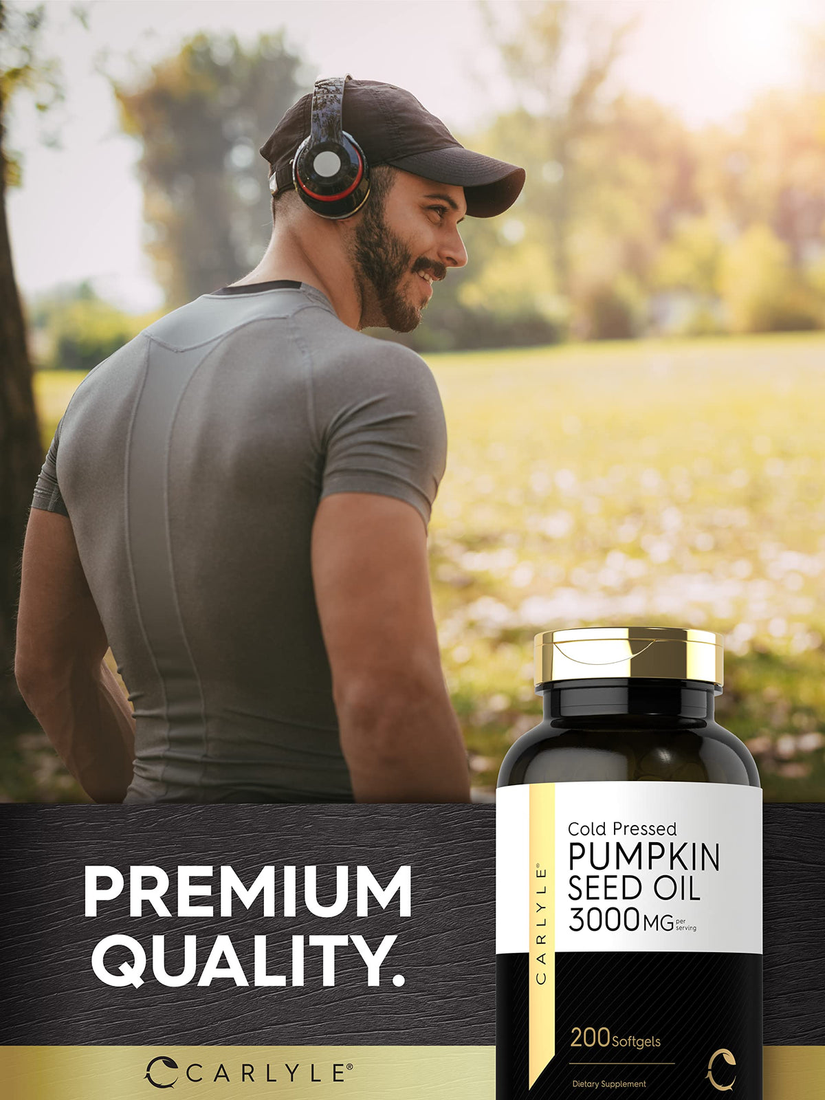 Carlyle Pumpkin Seed Oil Capsules | 3000mg | 200 Softgels | Essential Fatty Acids | Cold Pressed Dietary Supplement | Non-GMO and Gluten Free Formula Carlyle