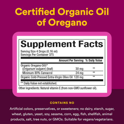 Natural Factors Oil of Oregano - Liquid Antioxidant Support Supplement for Immune Support - Easy Swallow Health Supplement Natural Factors