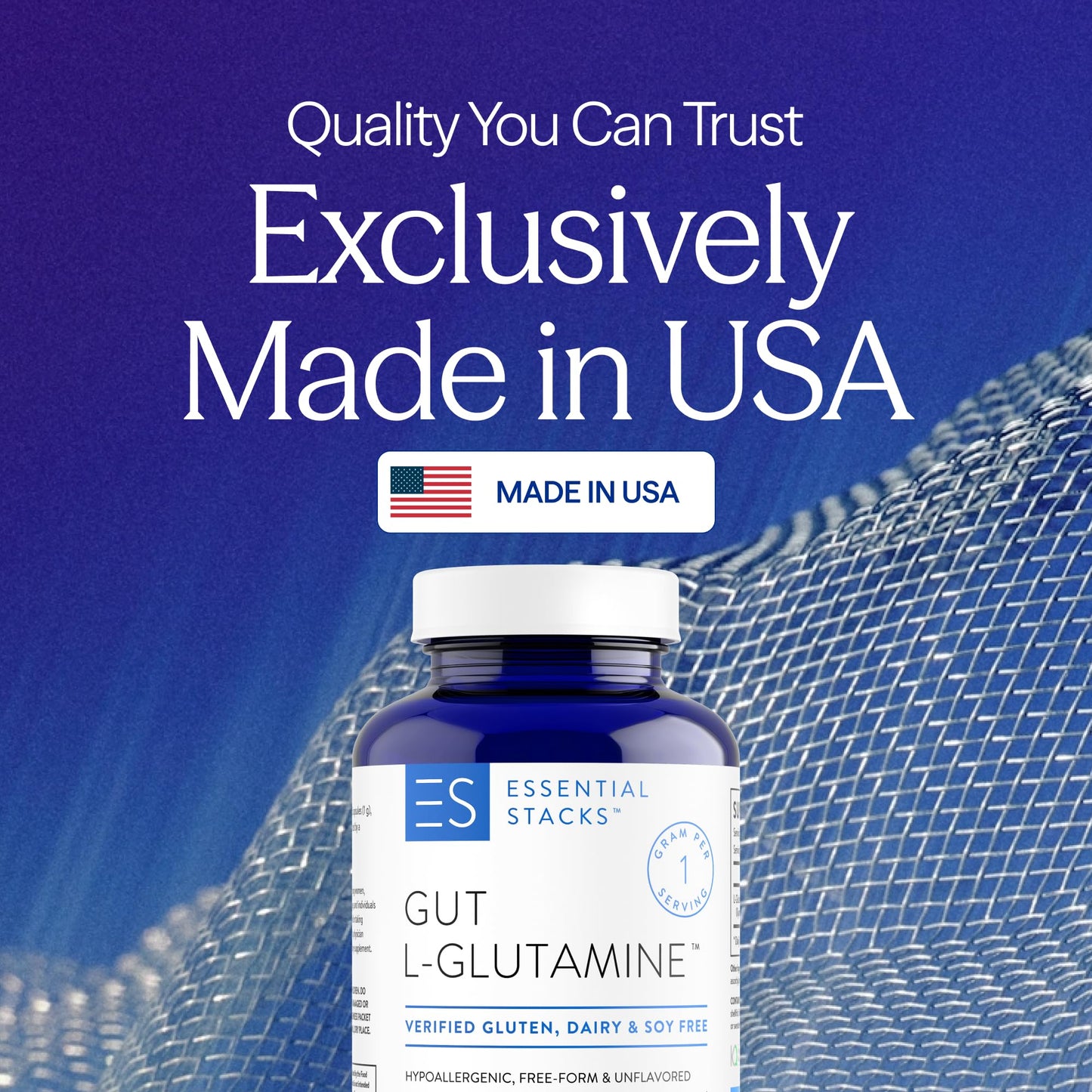 Essential Stacks Gut L-Glutamine Capsules 1000mg (Made in USA) - Gluten, Dairy & Soy Free, Non-GMO L Glutamine for Gut Health - 60 Serves (120 Caps) Essential Stacks