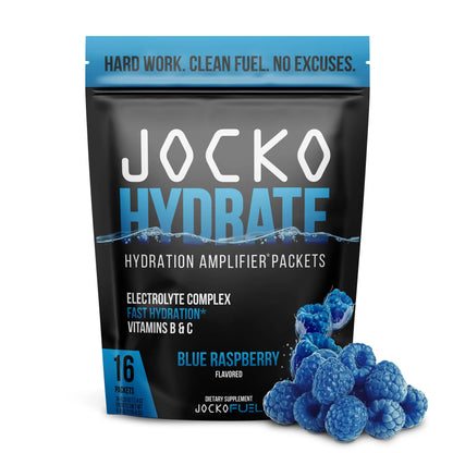 Jocko Fuel Hydrate Electrolytes Powder Packets Low Sugar - Hydration Amplifier Packets for Recovery, Dehydration, & Exercise - with Vitamins B6, B12 & C Jocko Fuel