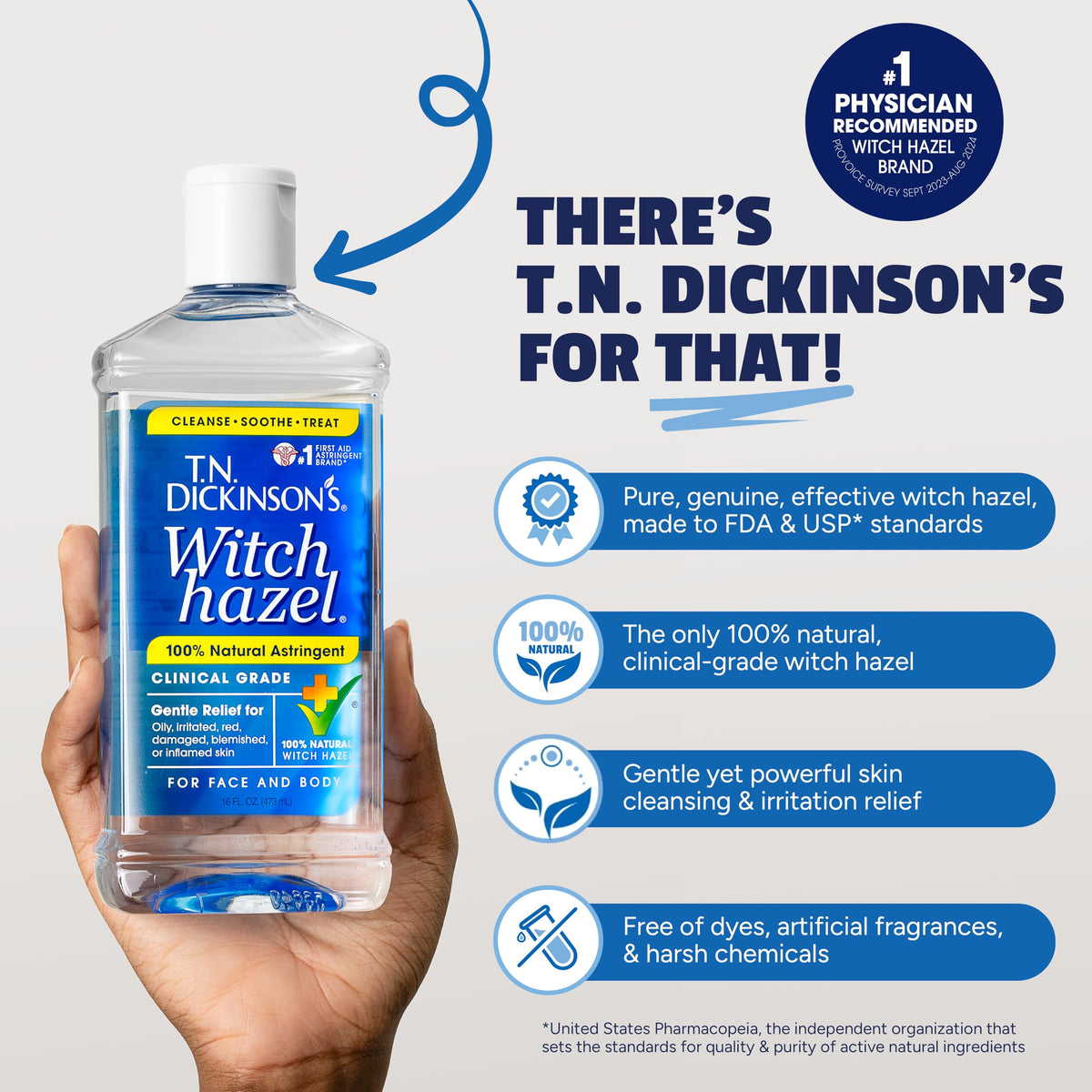 T.N. Dickinson's Witch Hazel 100% Natural Astringent | 8 Fl Oz T.N. Dickinson's