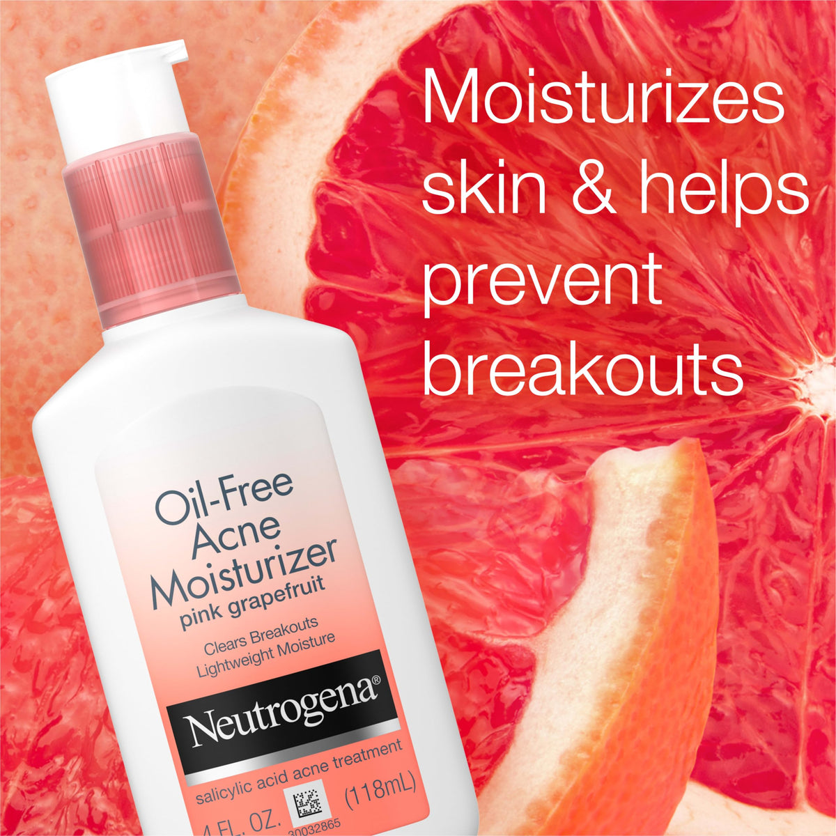 Neutrogena Oil Free Acne Moisturizer, Pink Grapefruit, 4 fl oz Neutrogena