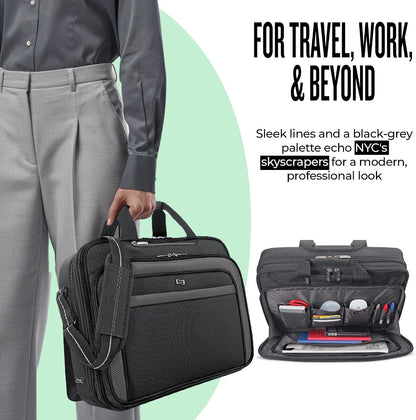 Solo New York Briefcase - Laptop Carrying Bag for Women & Men, Brief for Travel & Work, Front Zippered Pocket, Adjustable Shoulder Strap, Fits 17.3" Computer - Empire, Black Gsupps Australia