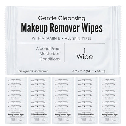 World Amenities Individual Makeup Remover Wipes, 50 Individually Wrapped World Amenities