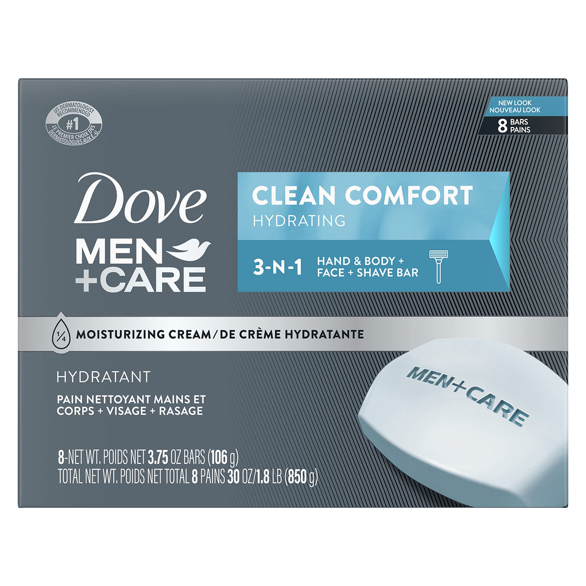 Dove Men Body and Face Bar To Clean and Hydrate Skin 8 Bars 3.75 oz DOVE MEN + CARE