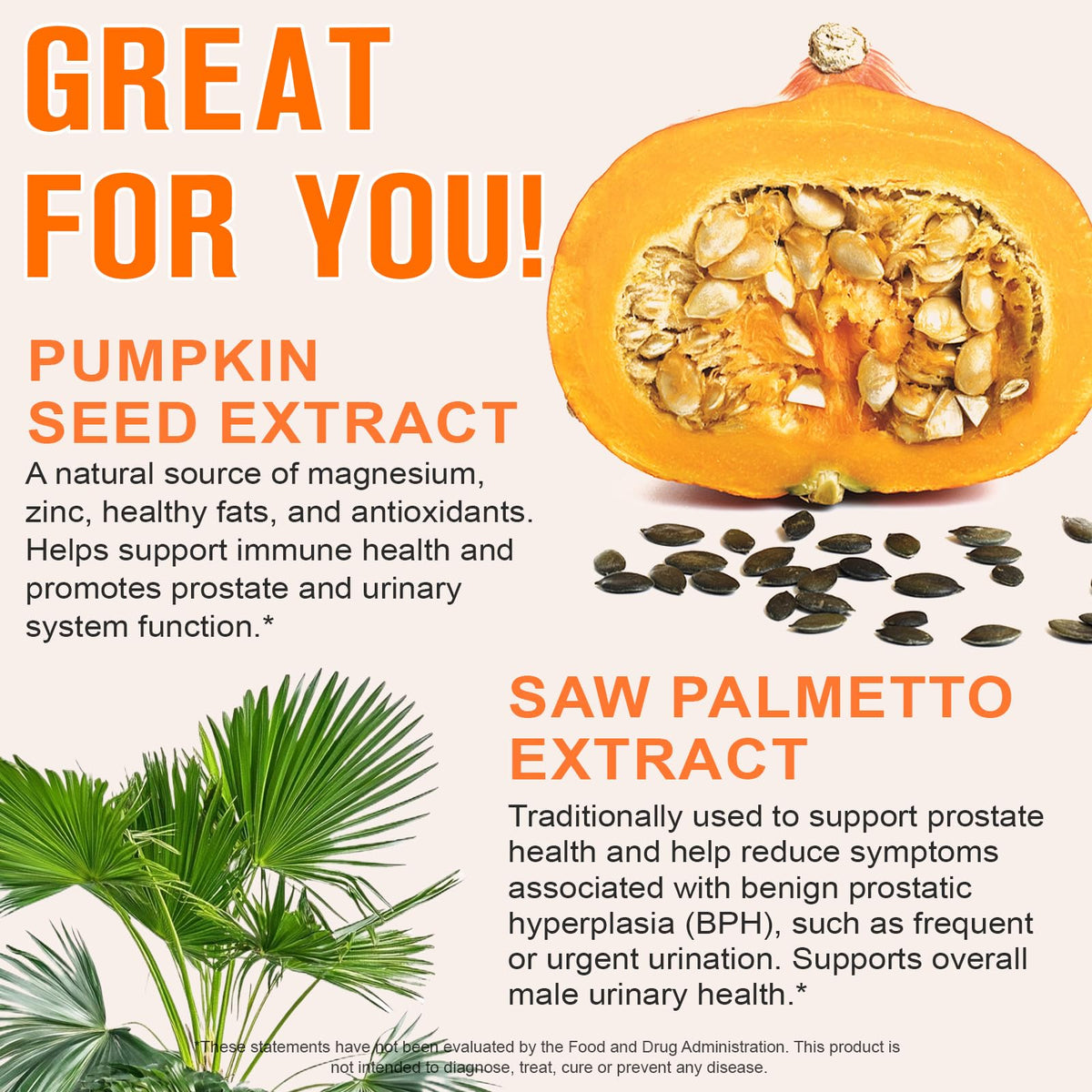 Pumpkin Seed Oil with Saw Palmetto, 1000mg per Serving, 300 Softgels – Cold Pressed Pumpkin Seed Oil Capsules for Hair, Prostate, Urinary & Bladder Health flasture
