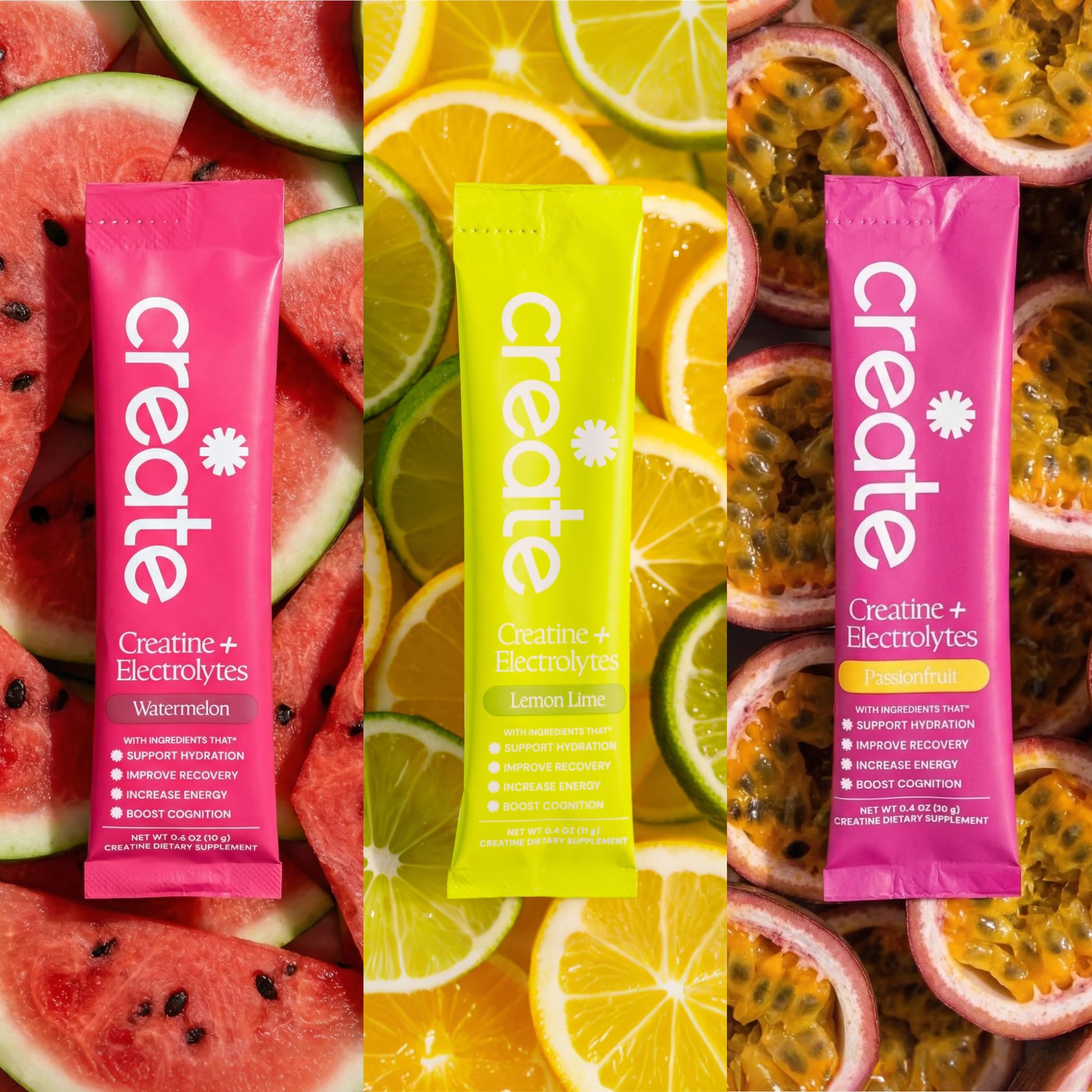 Create Creatine + Electrolytes Mix - Creatine Monohydrate Stick Packs, Supports Energy and Hydration, NSF Certified for Sport, 30 Count, Variety Pack Create buy australia supplements