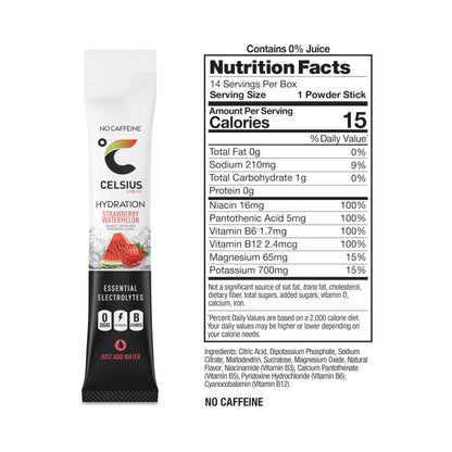 CELSIUS Hydration™ Strawberry Watermelon, Sugar Free Electrolyte Hydration Drink Mix (Pack of 14) CELSIUS