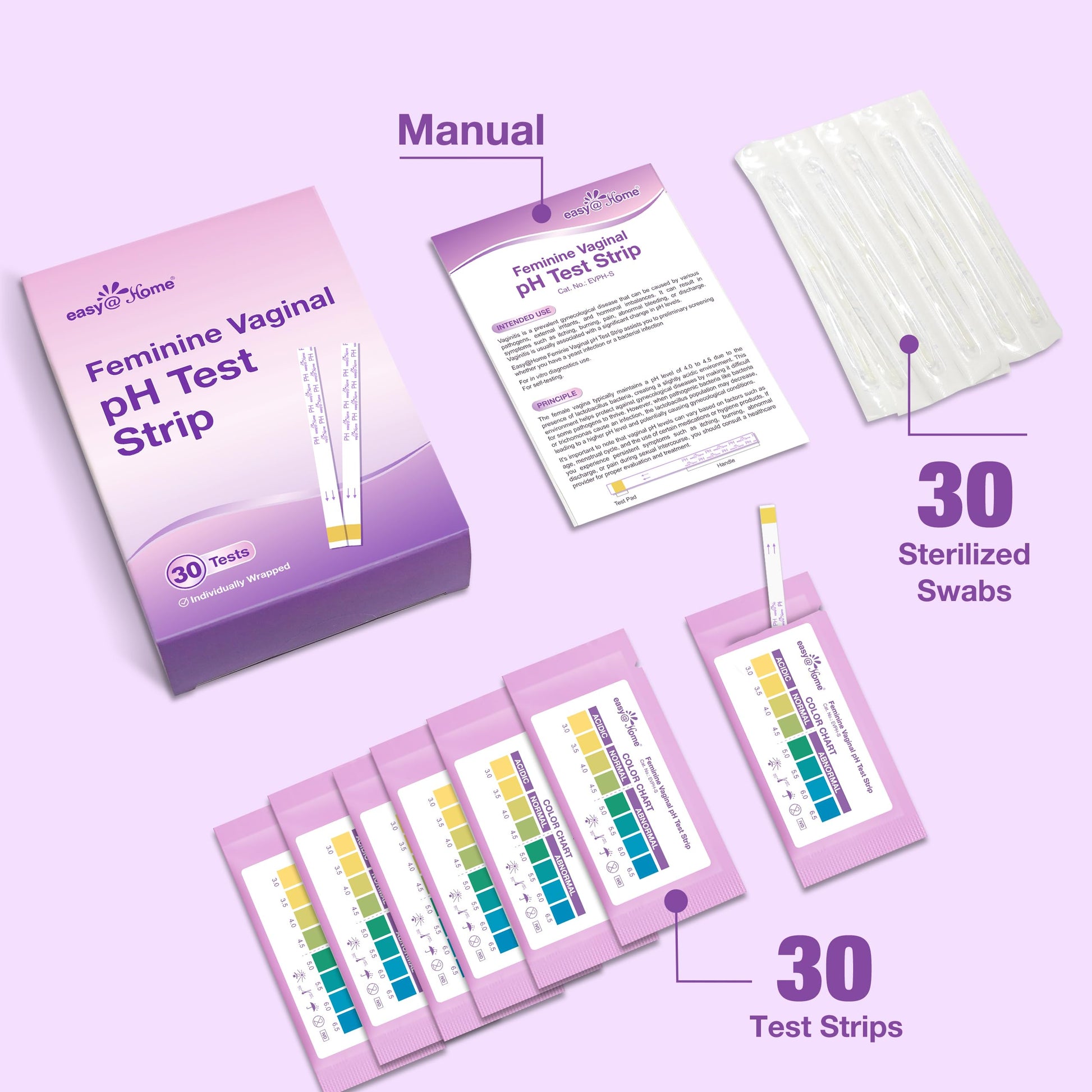 Easy@Home Vaginal pH Test -30 Strips | BV Test Kit at Home for Women | Yeast Infection Test + pH Balance Easy@Home buy australia supplements