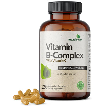 Futurebiotics Vitamin B Complex with Vitamin C Supports Energy Production, Nervous System & Immune Support - Non-GMO, 120 Vegetarian Capsules Futurebiotics