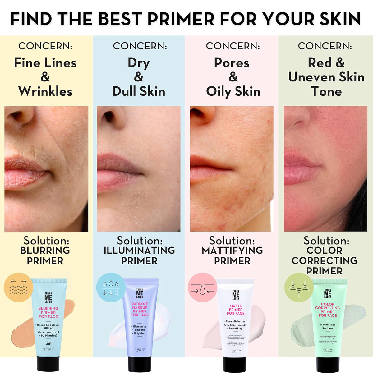 Elizabeth Mott Thank Me Later Color Correcting Face Primer, 30g Elizabeth Mott