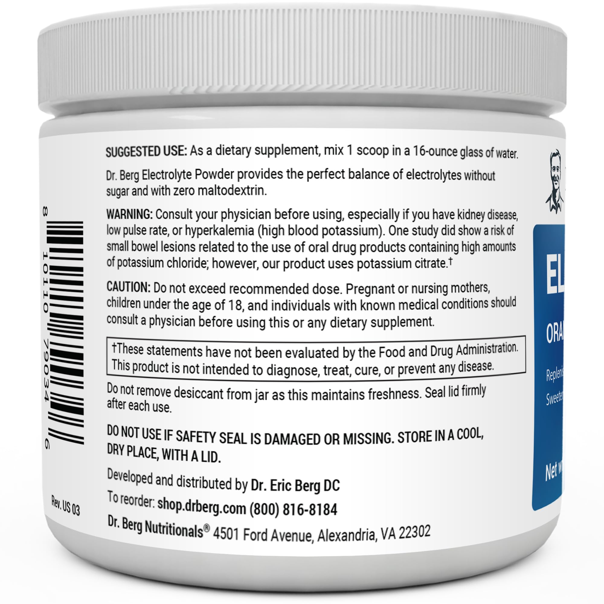Dr. Berg Hydration Keto Electrolyte Powder - Enhanced w/ 1,000mg of Potassium & Real Dr. Berg Nutritionals buy australia supplements