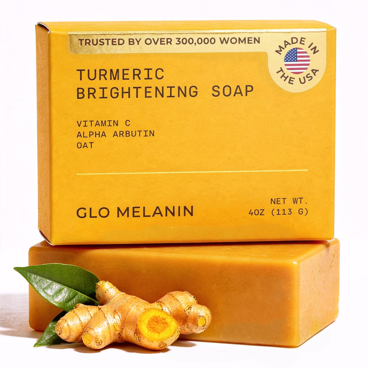 Glo Melanin Turmeric Brightening Soap with Vitamin C, Alpha Arbutin & Oats Glo Melanin