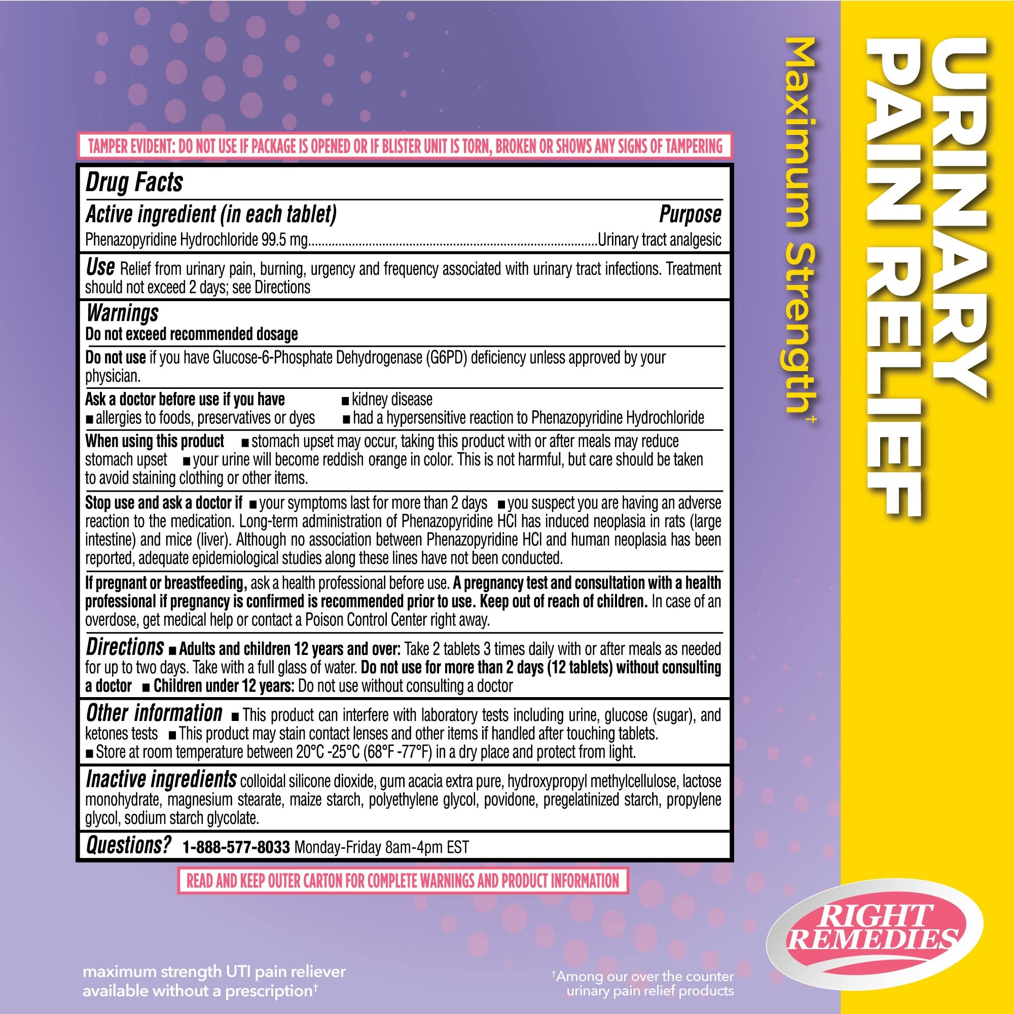 RIGHT REMEDIES Urinary Pain Relief Phenazopyridine HCl 99.5mg Tablets | Maximum Strength OTC for Fast Relief of UTI Pain, Burning and Bladder discomfort | Generic AZO Maximum Strength (72 Count) RIGHT REMEDIES buy australia supplements