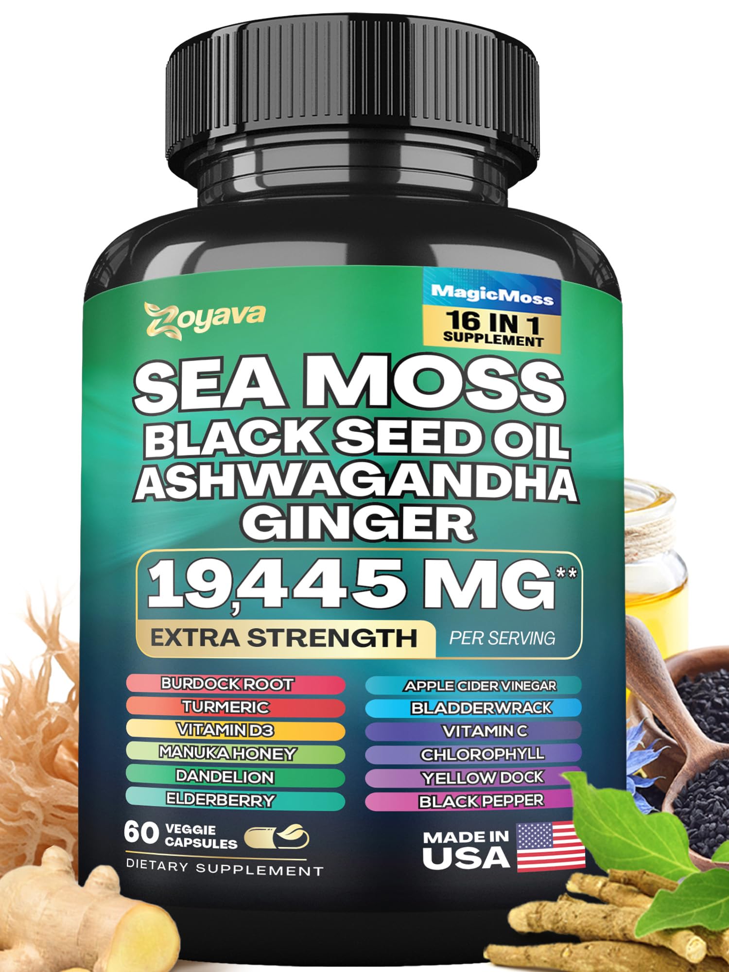 Zoyava Magic Moss Blend Sea Moss 7000mg Ashwagandha 2000mg Black Seed Oil Zoyava buy australia supplements