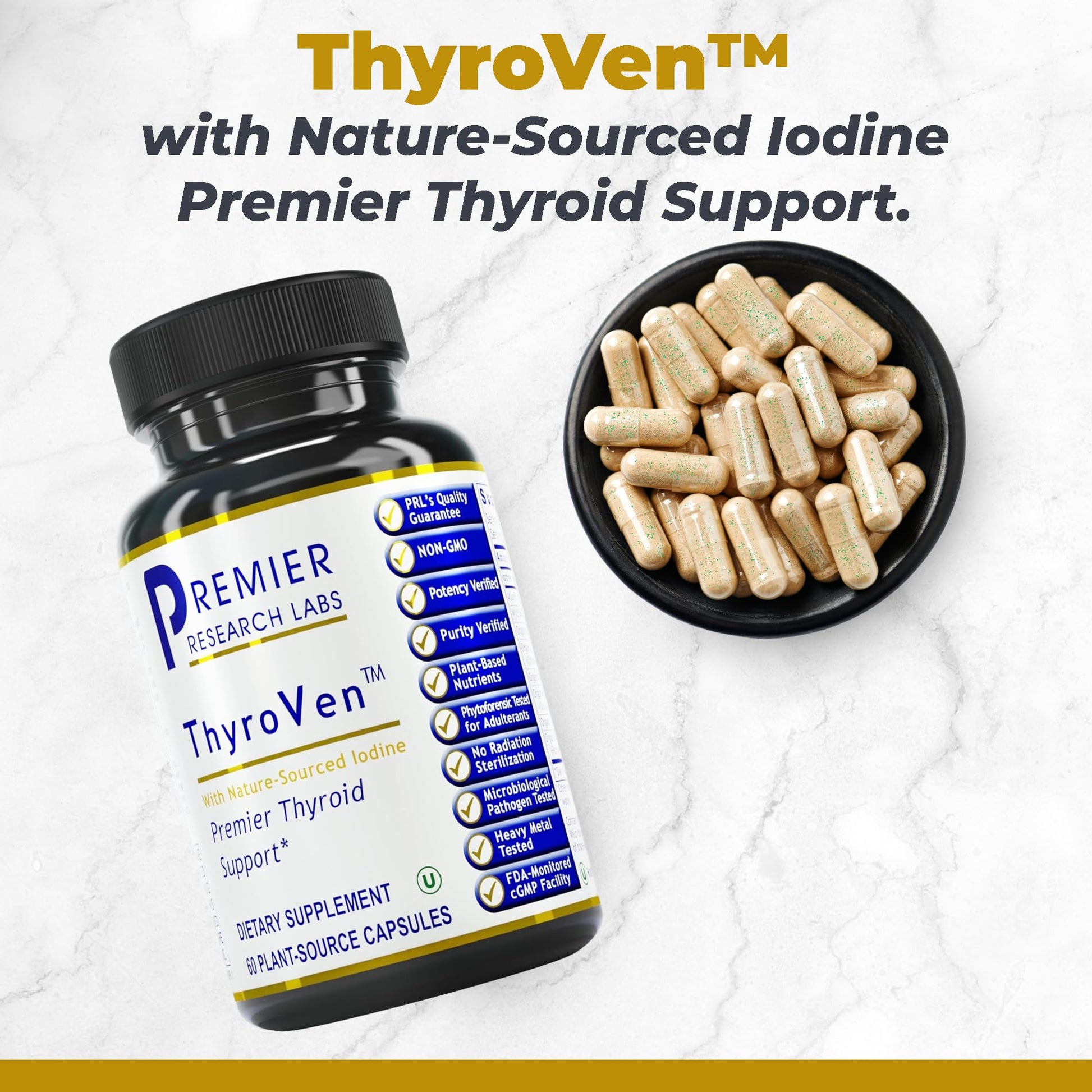Premier Research Labs ThyroVen - Thyroid Support for Women, Thyroid Support for Men, Thyroid Supplement, Thyroid Support Complex with Naturally-Sourced Iodine - 60 Capsules Premier Research Labs buy australia supplements