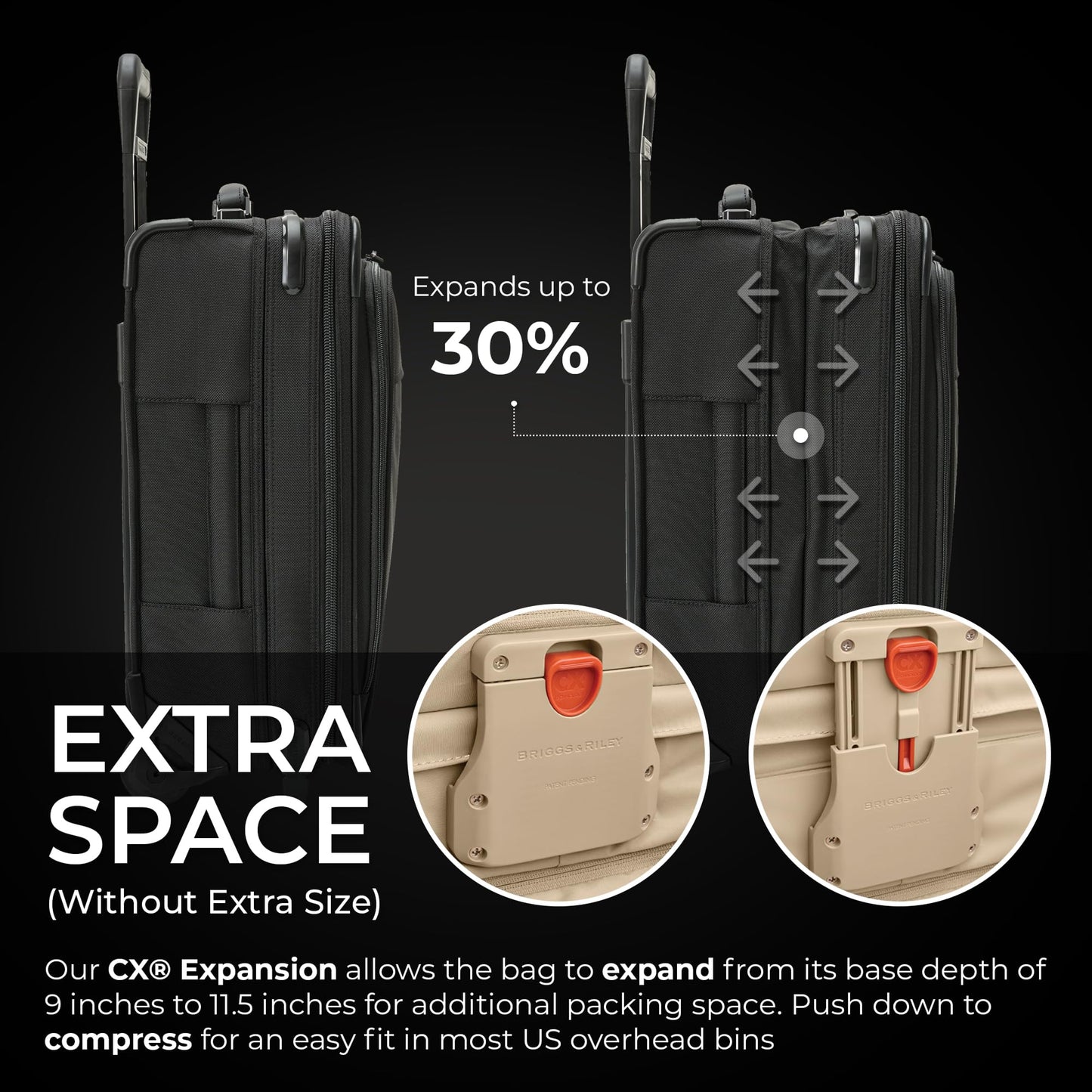 Briggs & Riley Essential 22" 2-Wheel Expandable Carry On - Luggage for Travel, Suitcases with Wheels, Softside Rolling Bag for Men & Women, Self-Repairing Zipper - Baseline Collection, Black Gsupps Australia