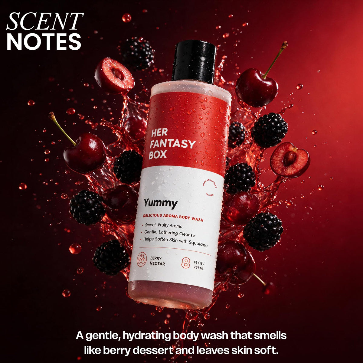 Her Fantasy Box Yummy | Body Wash - Indulgent, Luxurious Body Wash for Deep Cleansing, Moisturizing, and Nourishing Skin - Refreshing Scent for All Skin Types - 8 oz Her Fantasy Box