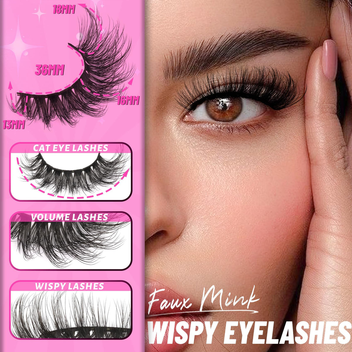 Veleasha Lashes Strips Fluffy Eyelashes Wispy Volume Cat Eye Lashes (804) Veleasha