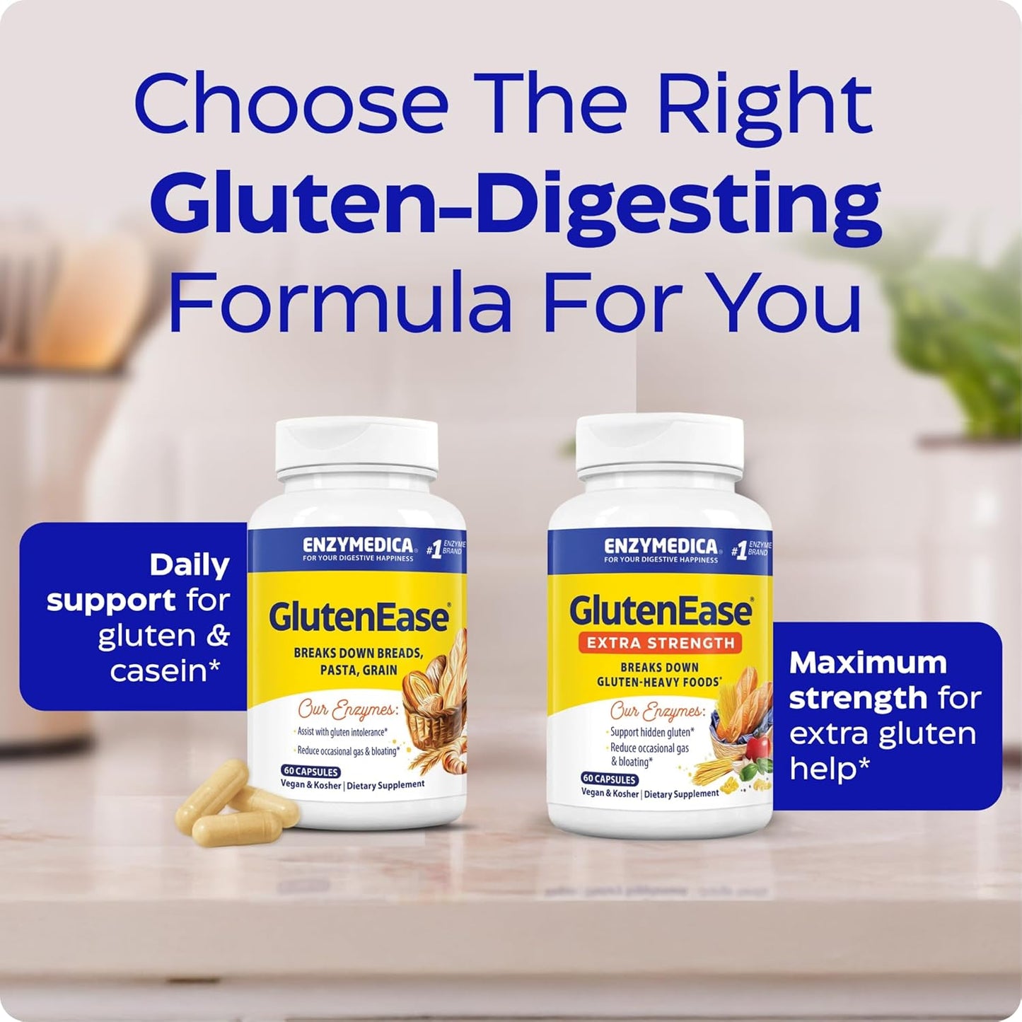 Enzymedica GlutenEase - Digestive Enzyme Supplement for Women & Men, Gluten & Casein Sensitivity Support, Enzymes for Digestion & Gut Health, Helps Gas & Bloating - 60 Caps Gsupps Australia