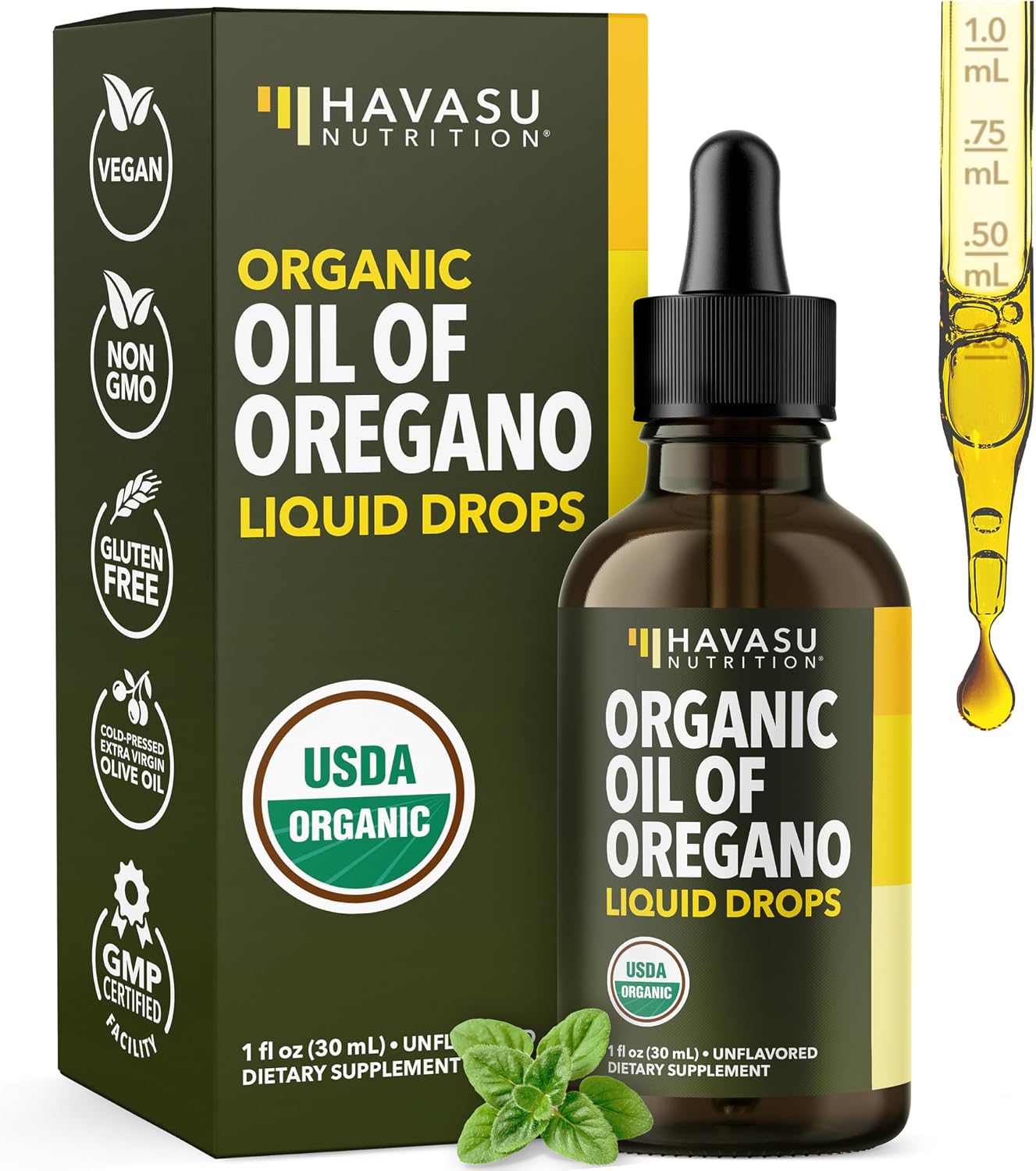Organic Oil of Oregano Drops, 200 Servings, 1 Fl Oz High Strength Carvacrol | Oregano Oil Liquid Drops for Daily and Seasonal Immune Support, 6 Month Supply, Alcohol Free, Non-GMO, USDA Certified, Vegan Gsupps Australia