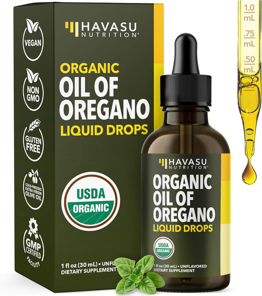 Organic Oil of Oregano Drops, 200 Servings, 1 Fl Oz High Strength Carvacrol | Oregano Oil Liquid Drops for Daily and Seasonal Immune Support, 6 Month Supply, Alcohol Free, Non-GMO, USDA Certified, Vegan Gsupps Australia